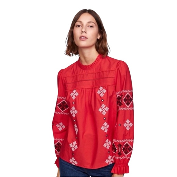 Zara Tops - ZARA WOMAN Embroidered Top in Red Size XS — GORGEOUS!!!